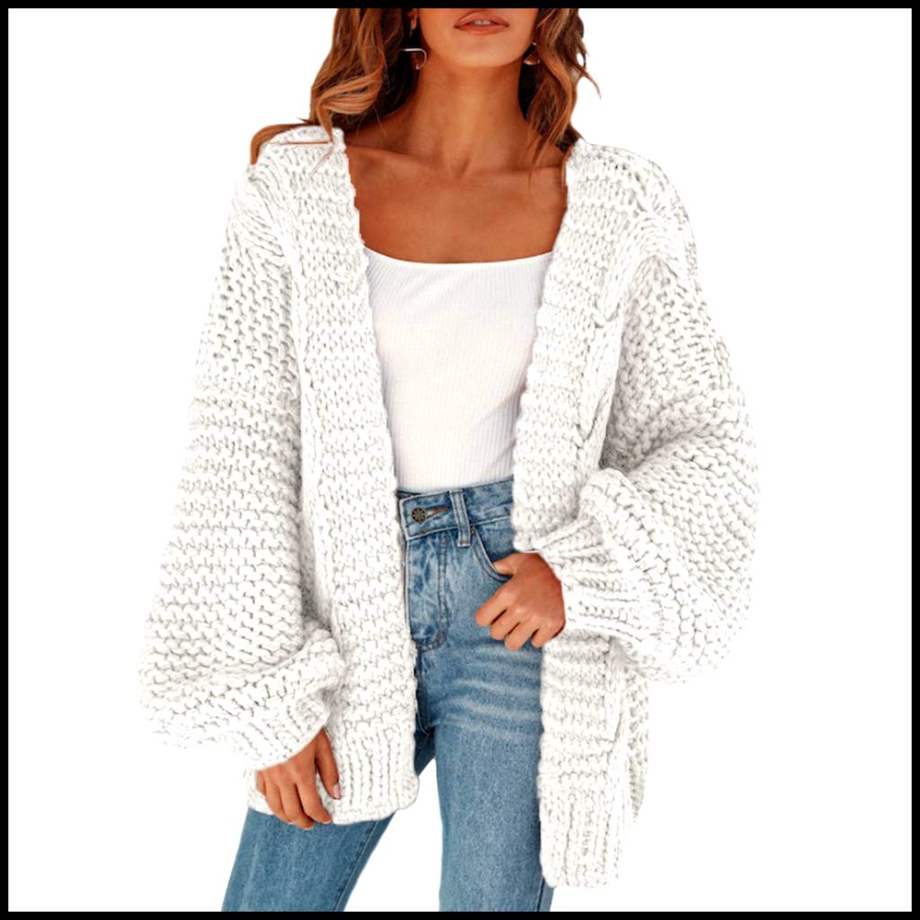 Chunky Cable Knit Oversized Cardigan Batwing Sleeve Open Front Sweater